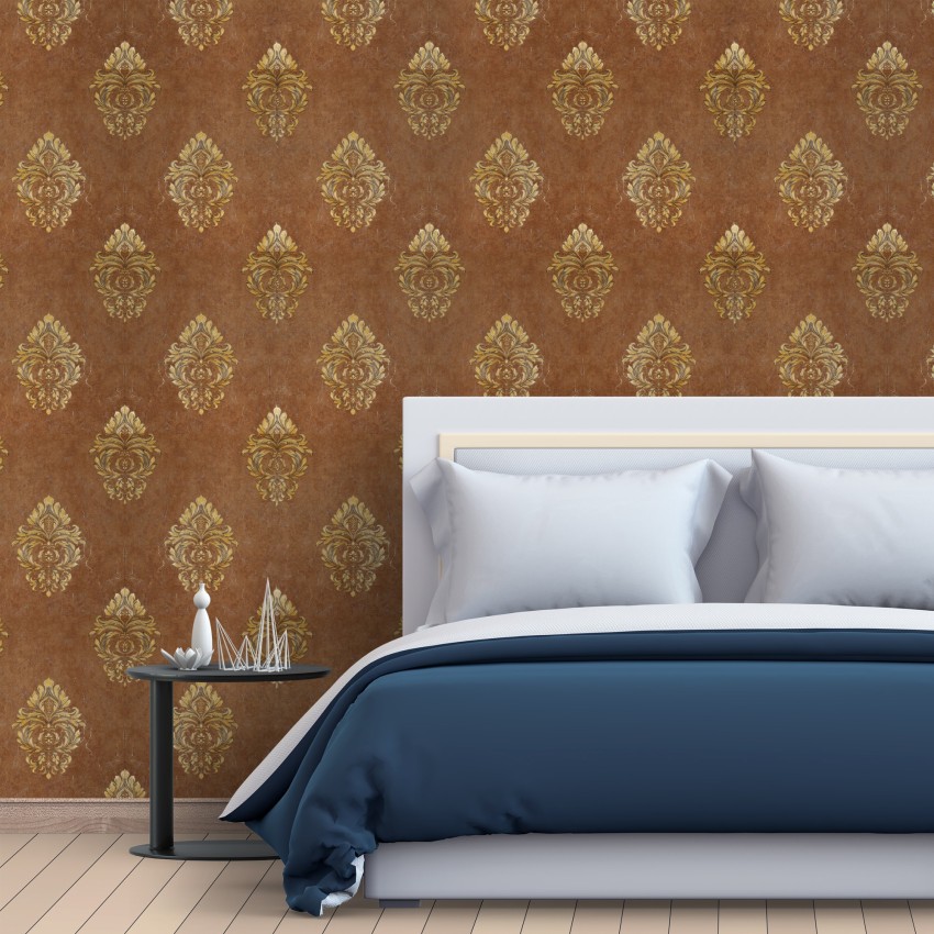 Marbled black and gold leaf art deco Pattern Wallpaper for Walls  Erte in  Gold