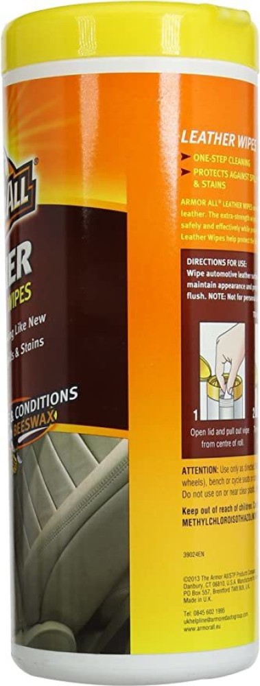 Armor All Leather Care Wipes with Beeswax, 20 Count (6-Pack) 