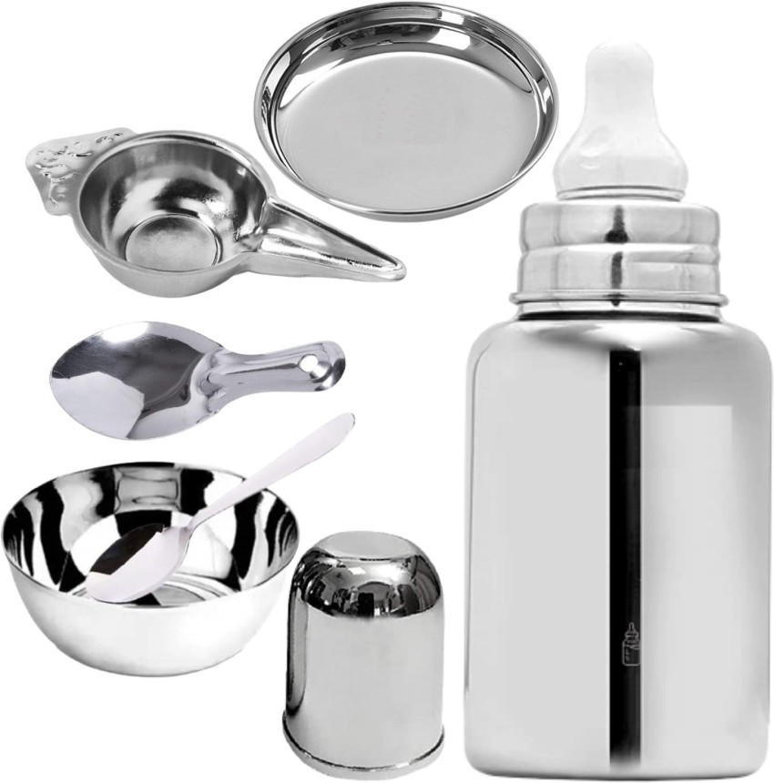 New Born Babies Set Stainless Steel Baby Feeding Bottle 200 ml