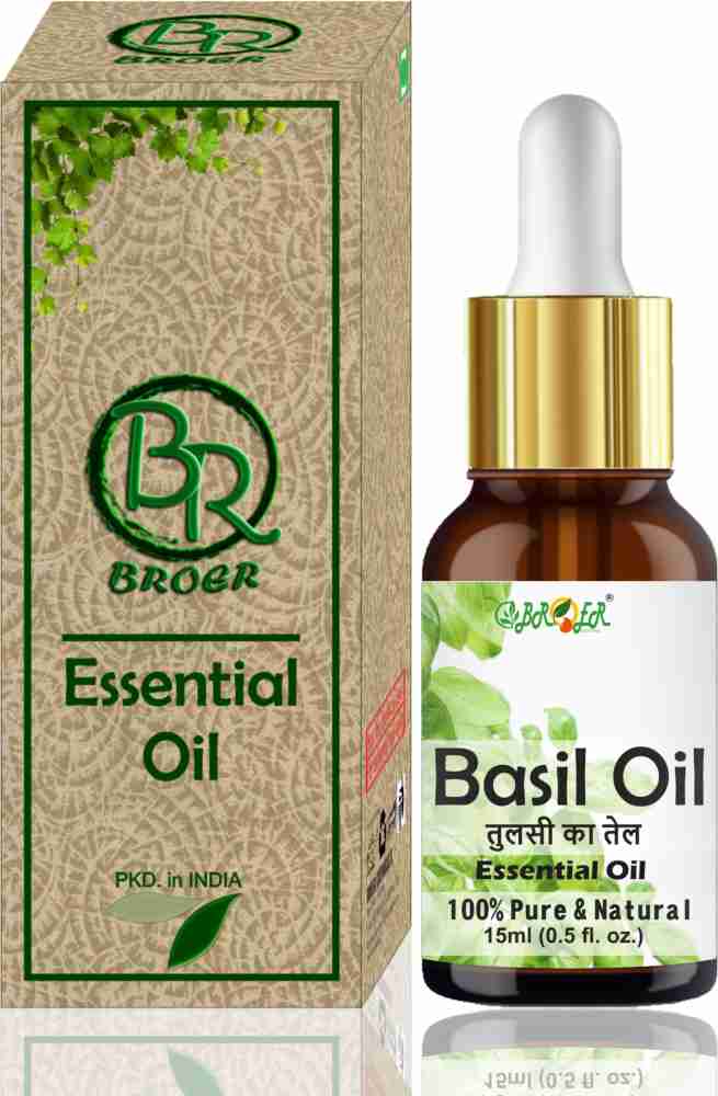 BROER Basil Tulsi Essential Oil Pure Natural undiluted For Skin