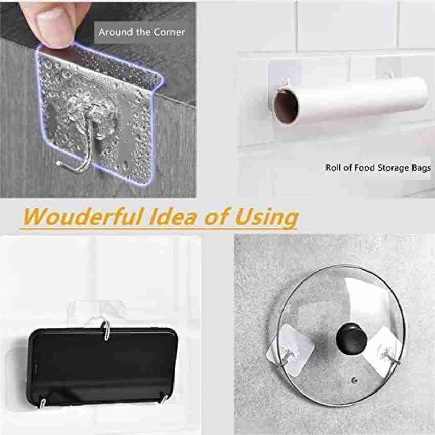 zepdos Pack of 8 self Adhesive Plastic Hooks for Wall,Sticky Photo