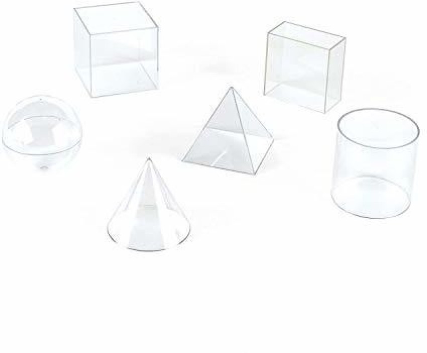 hand2mind Plastic Fillable 3D Shapes, Clear Geometric Solids for