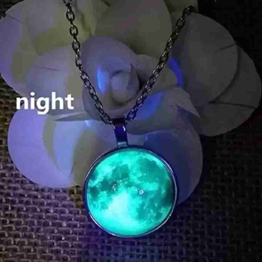 Glowing in the dark moon necklace sales