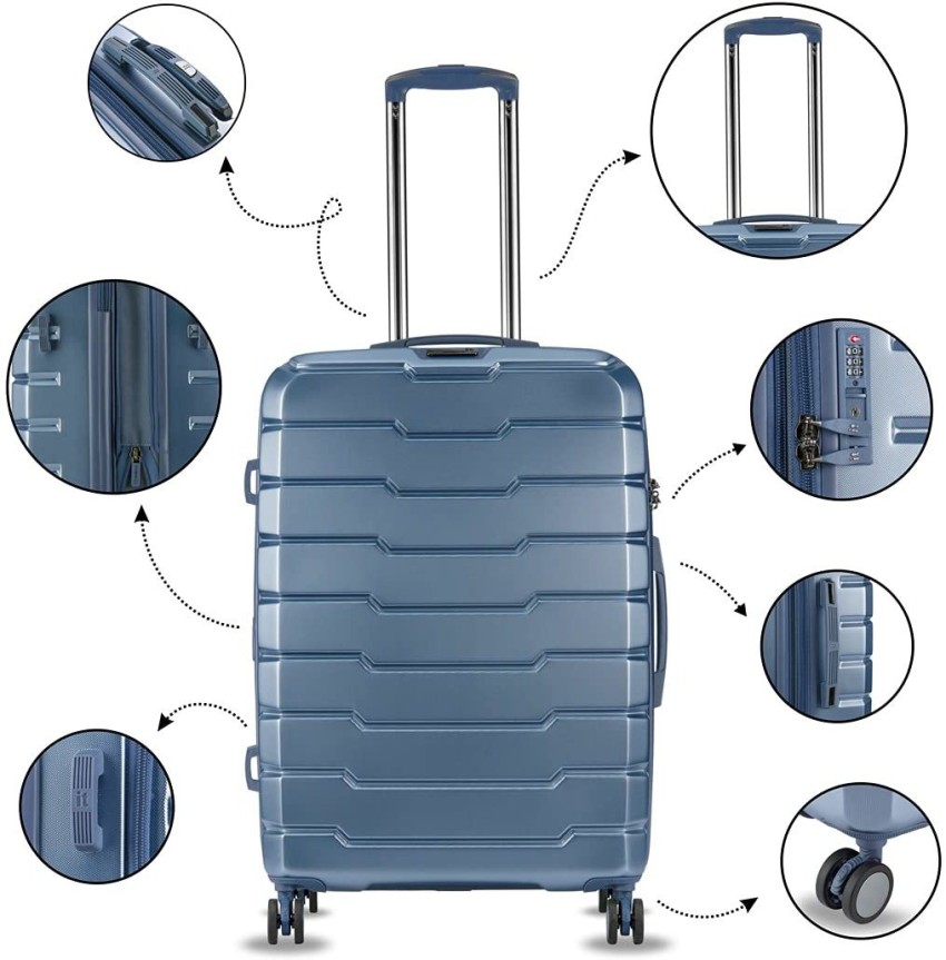 The Clownfish Jeffrey Series Polycarbonate Hard Case Suitcase 4 Wheel  Trolley Bag - Blue