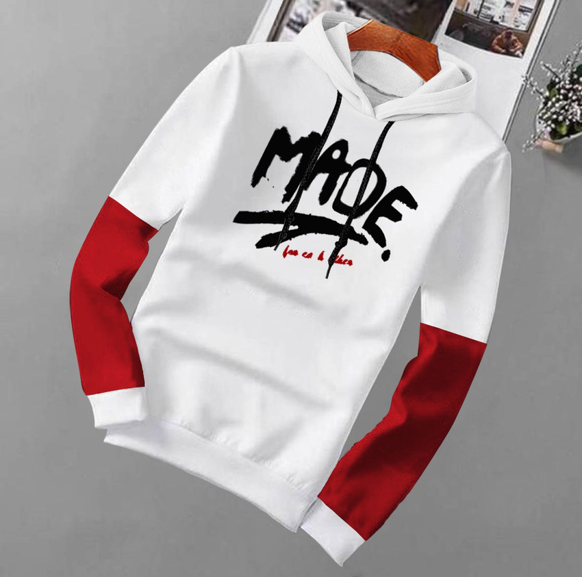 Trendyz cotton white sales hooded sweatshirt for men