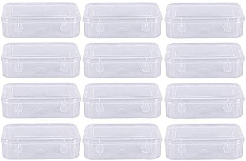 NAVMAV Set of 12 Medium Size Rectangular Empty Mini Clear Plastic