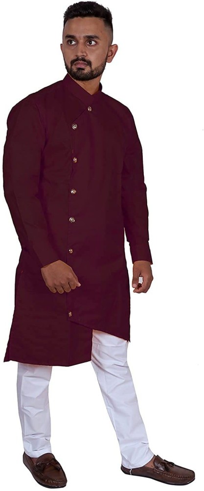 Cross side button outlet kurta for men