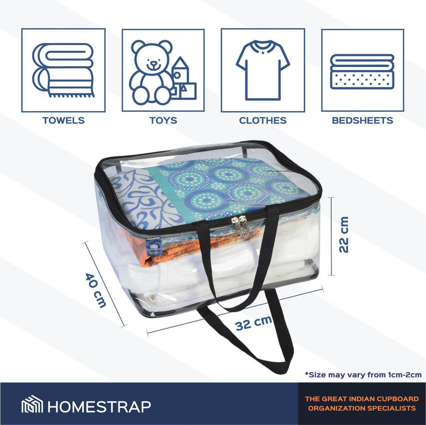 HomeStrap Set of 1 Transparent Clothes Storage Bag Organizer with