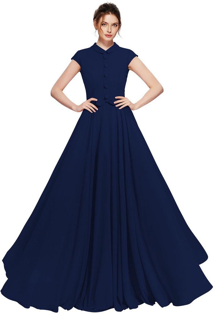 SOM2SOM Women Gown Blue Dress Buy SOM2SOM Women Gown Blue Dress