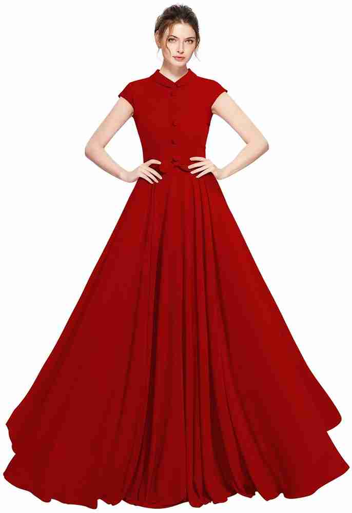 Ladies gown red colour sale