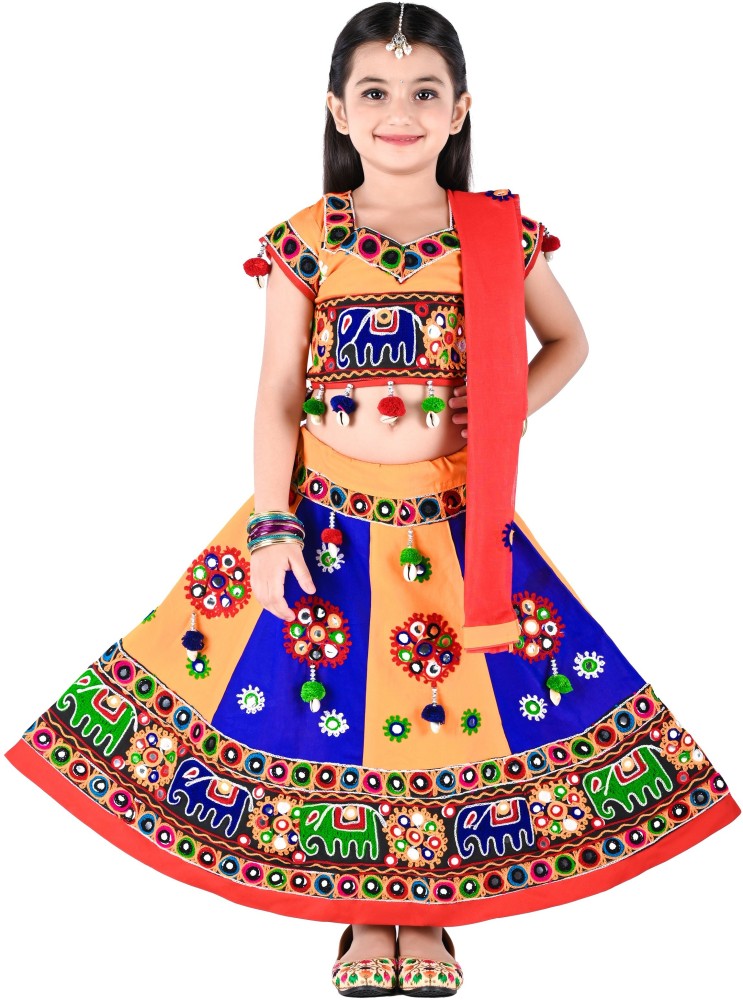 Ahhaaaa Kids Ethnic Cotton Blend Radha Dress Lehenga Choli