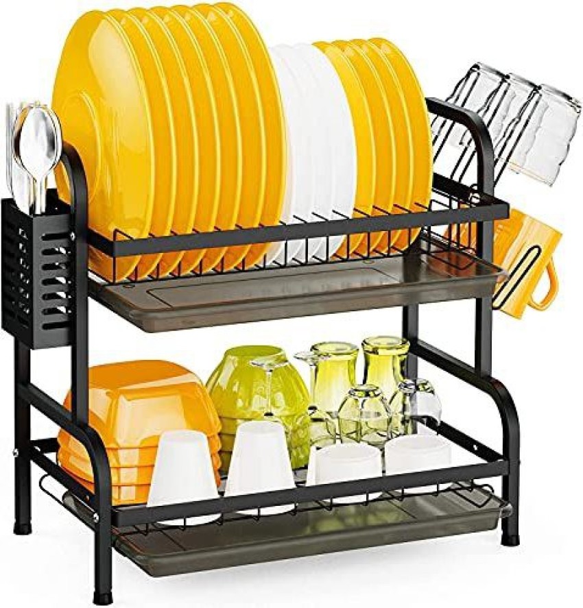 Dish Drying Rack, iSPECLE 2 Tier Dish Rack with Drainer Board with