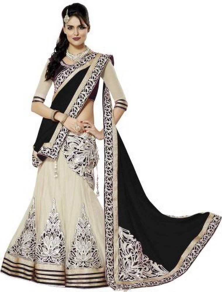 FR Embroidered Semi Stitched Lehenga Choli - Buy Black FR