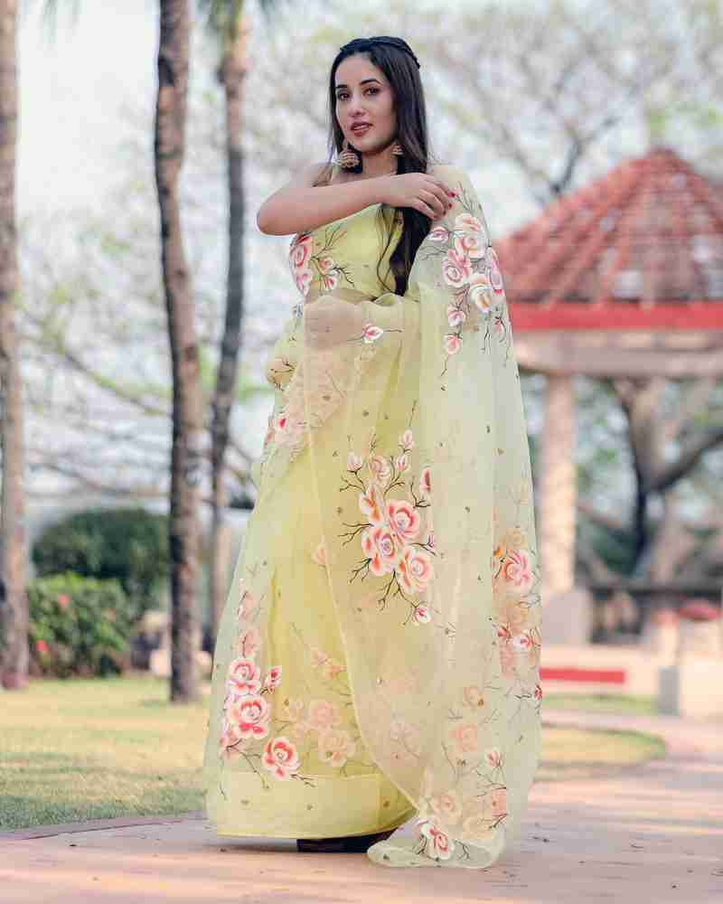 Floral organza deals sarees online