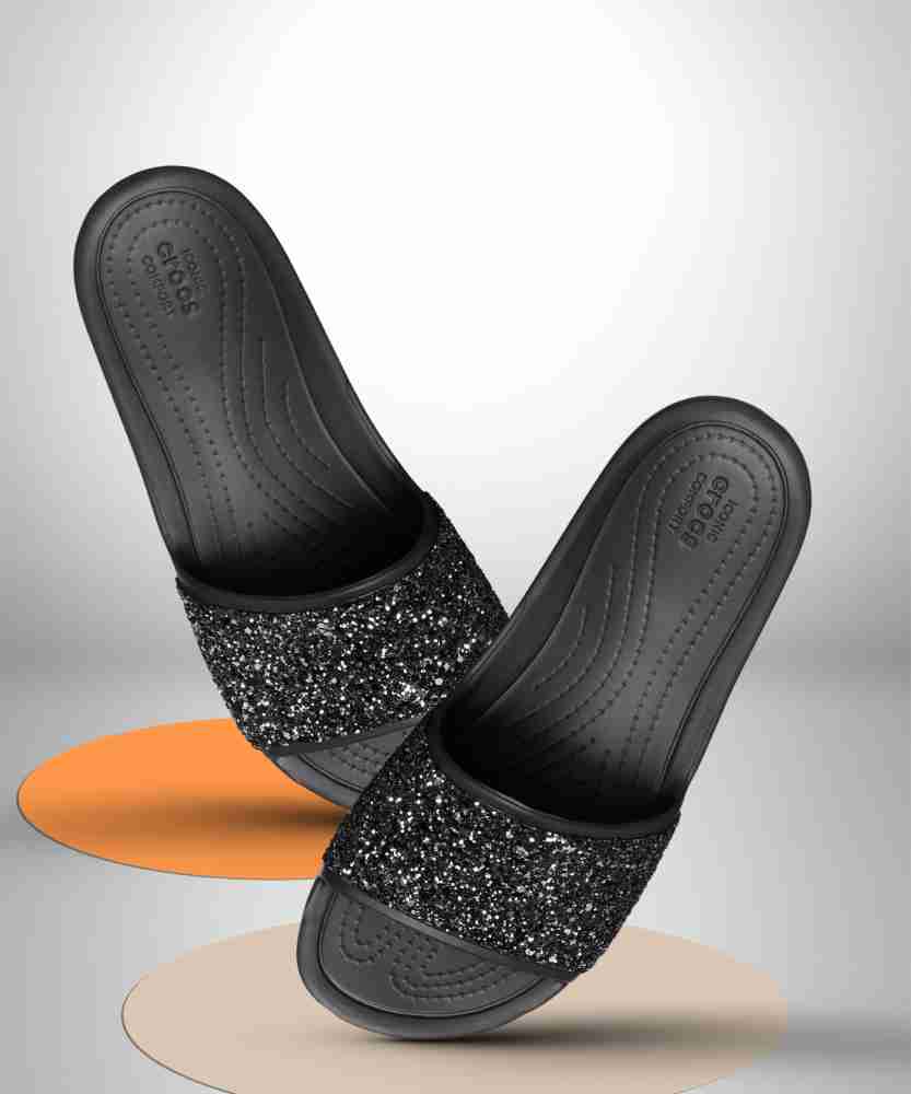Crocs Sloane Embellished Slide Slip-On Sandals Black Comfort 204691 Women's  Sz 6