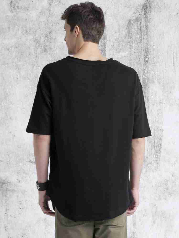 Buy Roadster Men Black Drop Shoulder Longline T Shirt - Tshirts for Men  1824339