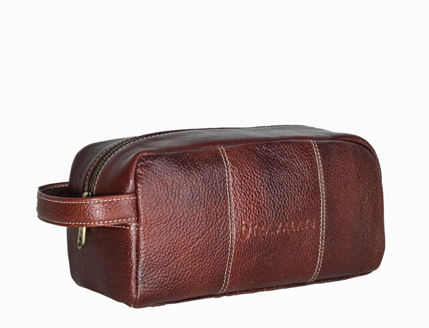 Travalate Leather Shaving Bag for Men Grooming Kit Organizer