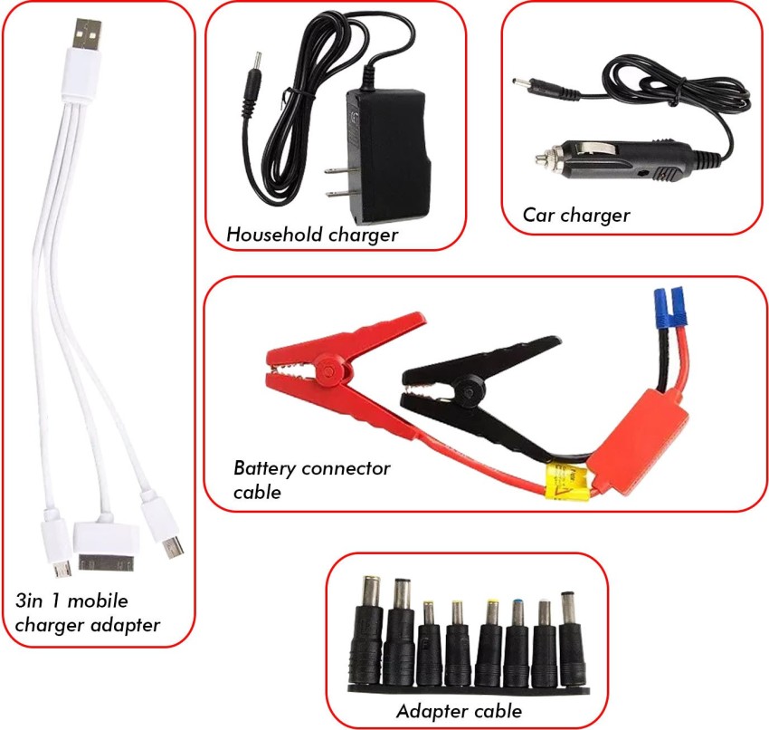 69800mAh 12V Car Jump Starter Portable 4 USB Port Charger LED Flashlight  Power Bank Battery Booster