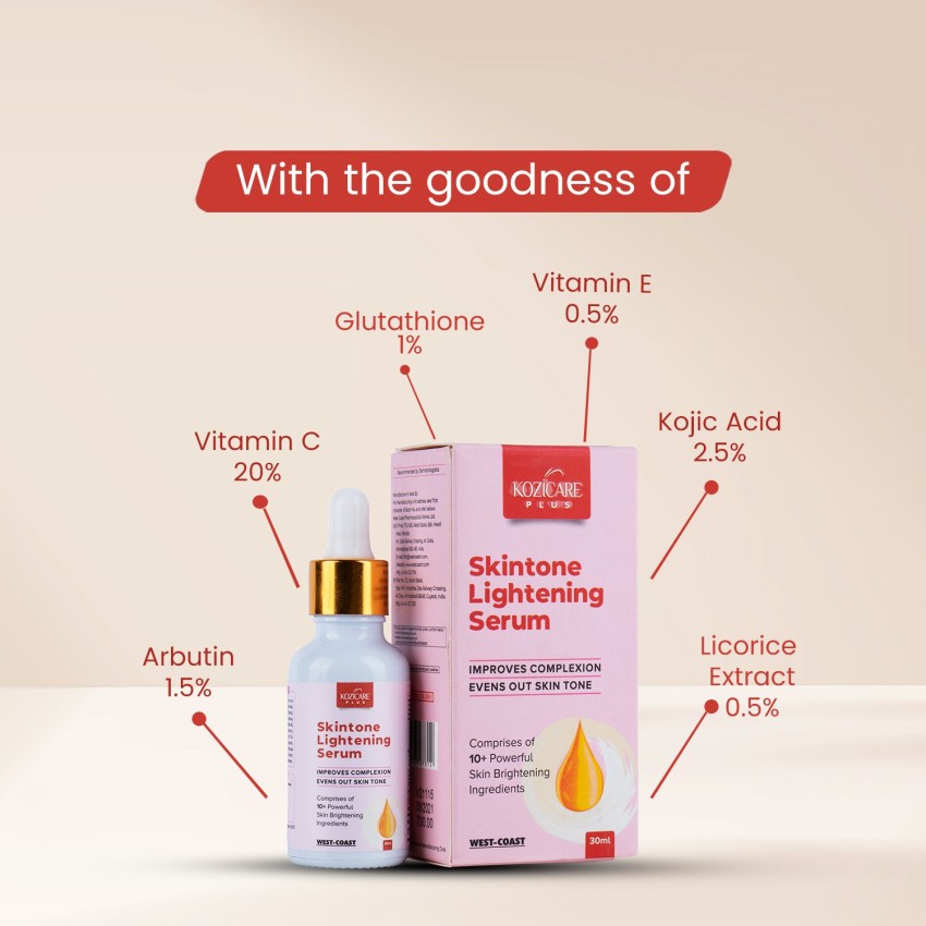 Kozicare Plus Skin Tone Lightening Serum with Kojic Acid 2.5