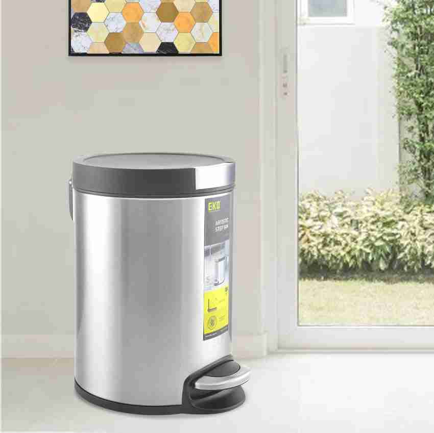 EKO Round Stainless Steel Step-On Trash Can - 5-L