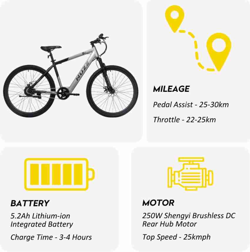 Nuze i3 27.5 inches Single Speed Lithium ion Li ion Electric Cycle