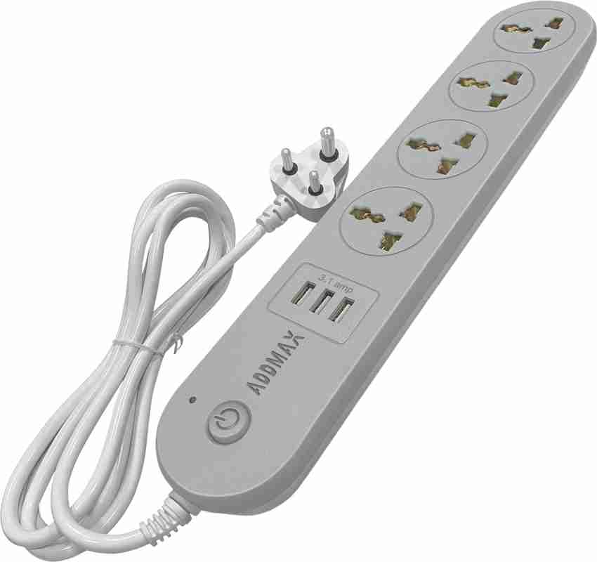 Addmax Extension Board 10A 4 Socket 3 USB Port Multi Plug Power