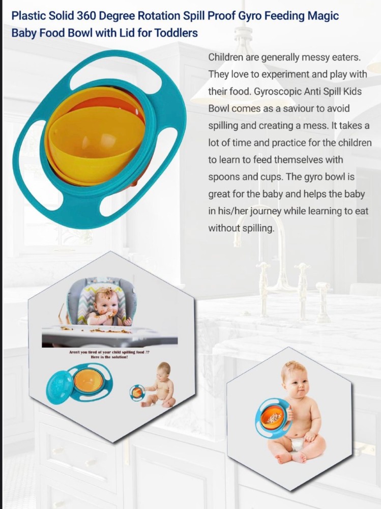 Baby Feeding Bowl Toddler Child Kid Spill Proof 360 Rotating NonSpill Cup  Dishes