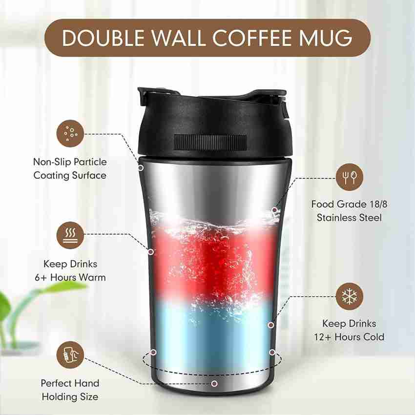 Insulated new Travel Coffee Mug 400ml Stainless Steel 2 Wall Cup with lock  Lid