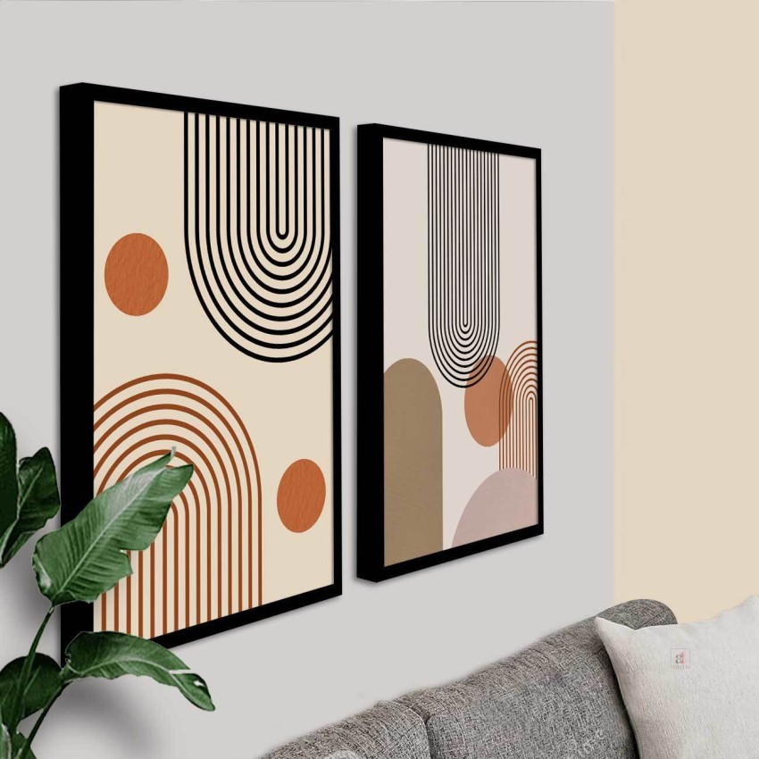BOHO Set of 2 Inverted-U Bohemian Line Framed Art Print for Home