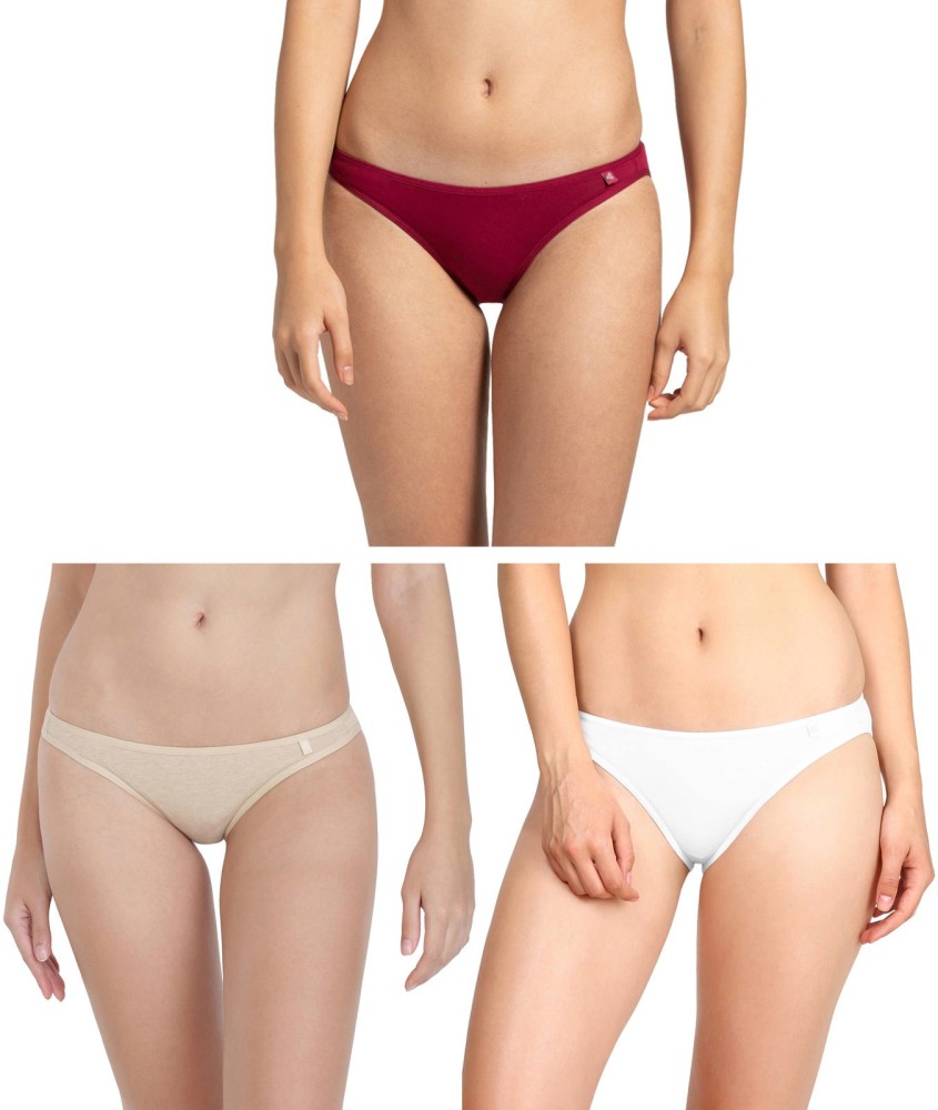 Buy Amante Solid Low Rise Bikini (Pack of 3) - Solid - Multi-Color online