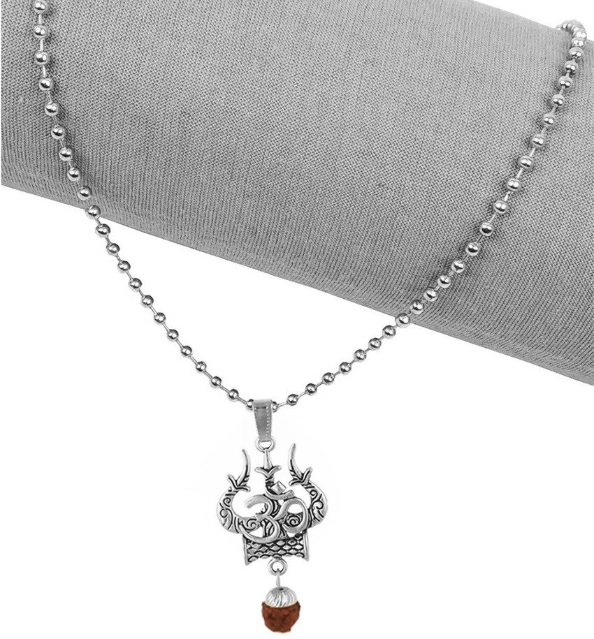 Airtick Silver Rudraksha Om Chand Symbol Shiva Trishul Mahakaal