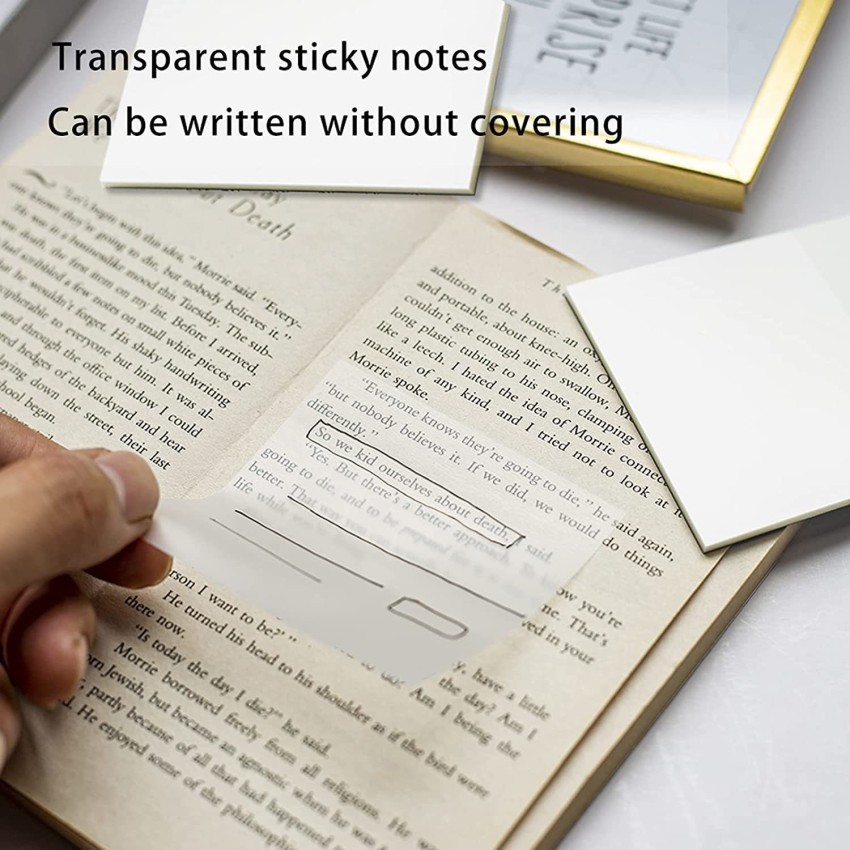 Levin Transparent Sticky Note Pads - 500 Pcs Suitable for  ,Office,School (3x3) 50 Sheets Transparent, 1 Colors 