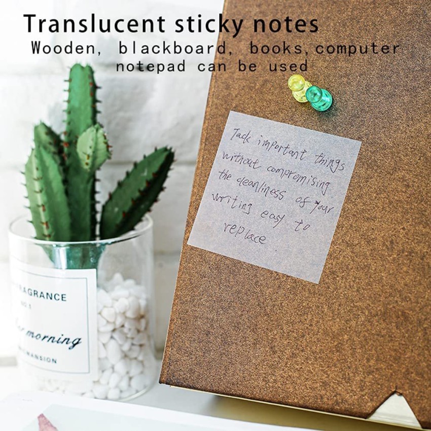 Transparent Sticky Note Pads Clear Translucent Waterproof Self-Adhesive Book  Annotation Supplies for Home, Office, School 500Pcs 