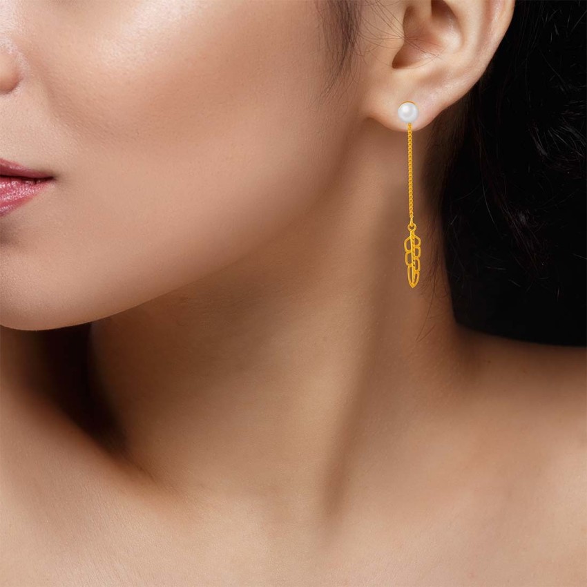 22K Gold Drop Earrings for Women with Cz  235GER15677 in 3100 Grams