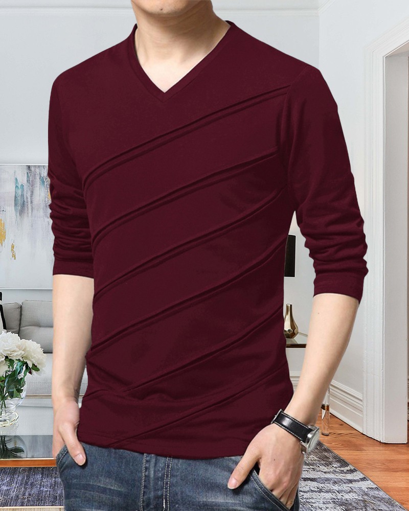 Plain maroon 2024 shirt v neck