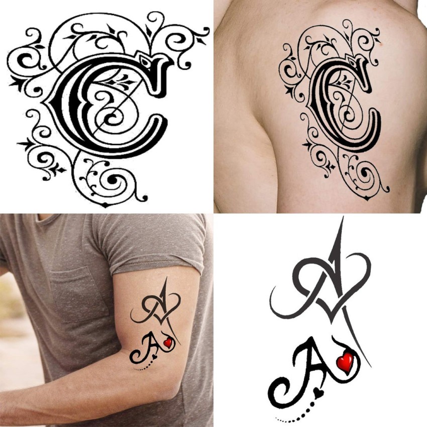 AB Name Letter Tattoo Waterproof Boys and Girls Temporary Body Tattoo Pack  of 2  Amazonin Beauty