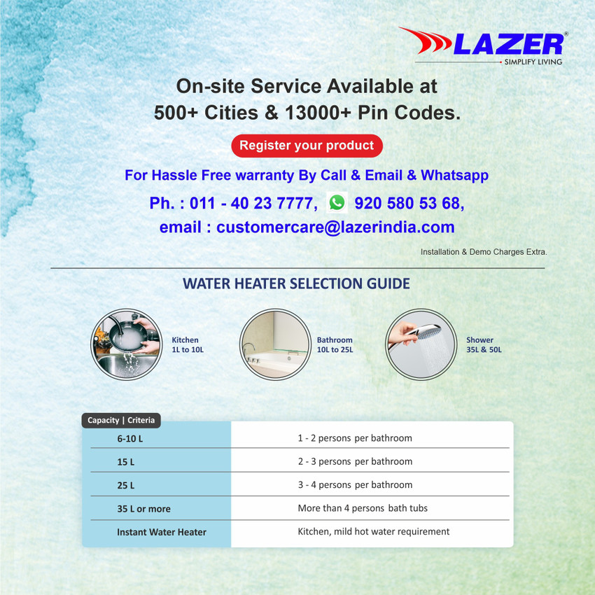 Lazer 15 L Storage Water Geyser (ALPHA Vertical Glassline 5 Star, White)  Price in India - Buy Lazer 15 L Storage Water Geyser (ALPHA Vertical  Glassline 5 Star, White) online at Flipkart.com