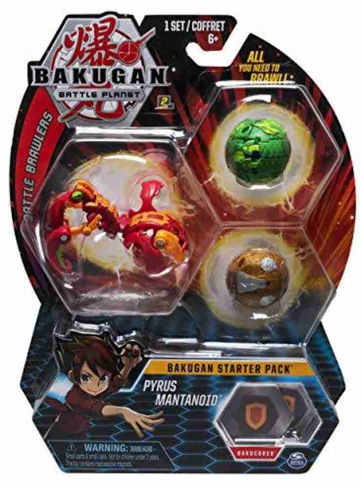 Bakugan Starter Pack 3-Pack, Pyrus Trunkaious, Collectible Action Figures,  for Ages 6 and up