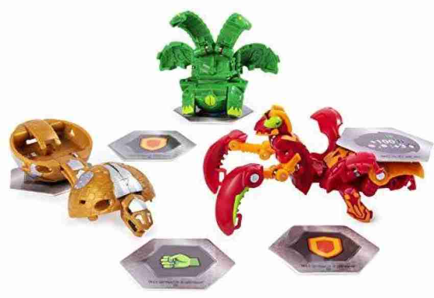 Bakugan Starter Pack 3-Pack, Pyrus Trunkaious, Collectible Action Figures,  for Ages 6 and up