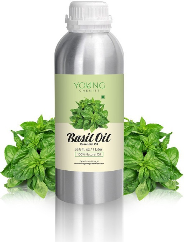 Young Chemist 100 Pure Natural Undiluted and Steam Distilled Basil Essential Oil 1 Litre