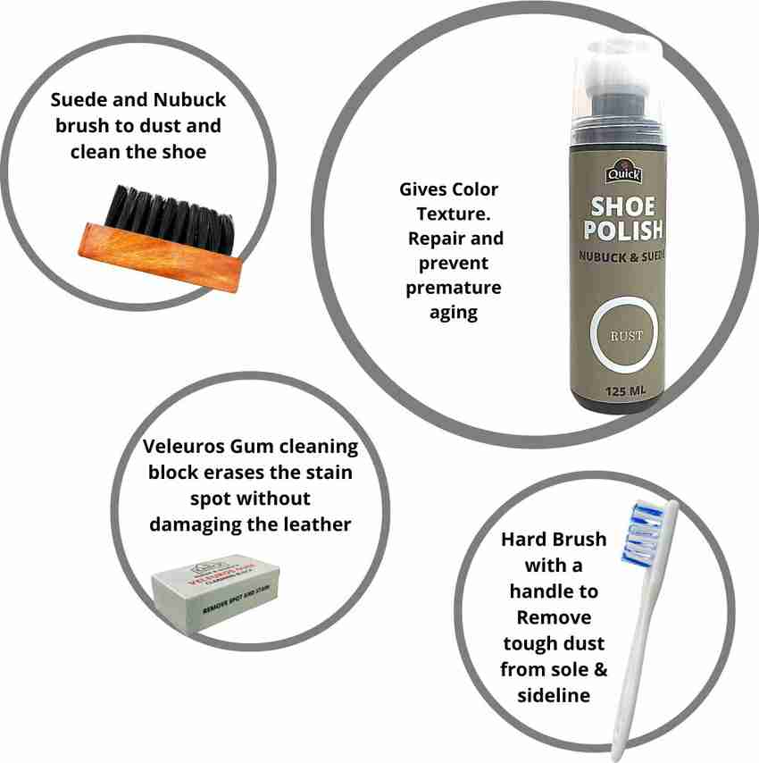 Quick Nubuck Suede Shoe Polish and Shoe Care Kit Color Rust