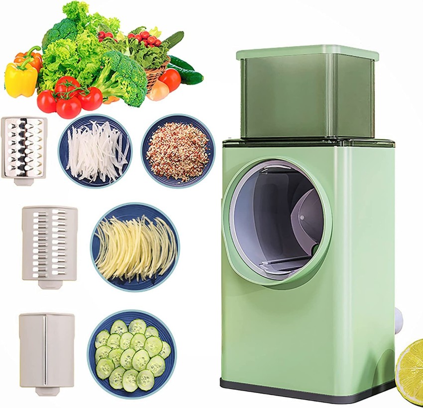 Vegetable Slicer Cheese Grater Rotary Rotary Drum Grater 3-Blades Manual  Vegetable Mandoline Chopper with Suction