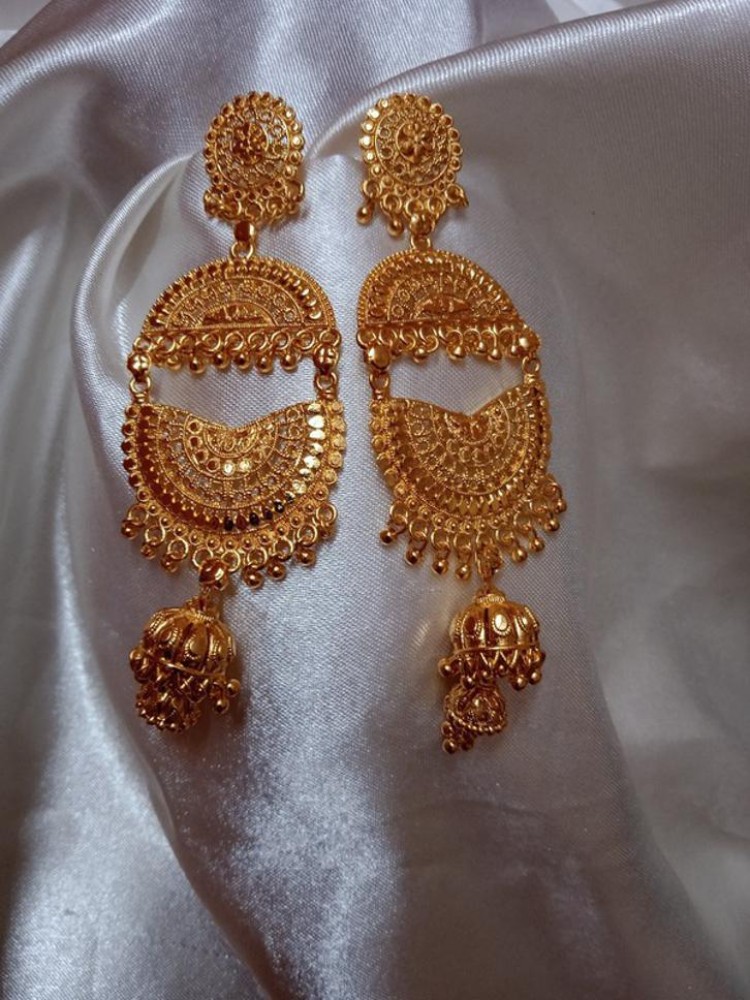 Buy BellaMoire Gold Plated Chandbali Earrings with Gold (Women and Girls)  Online at Best Prices in India - JioMart.