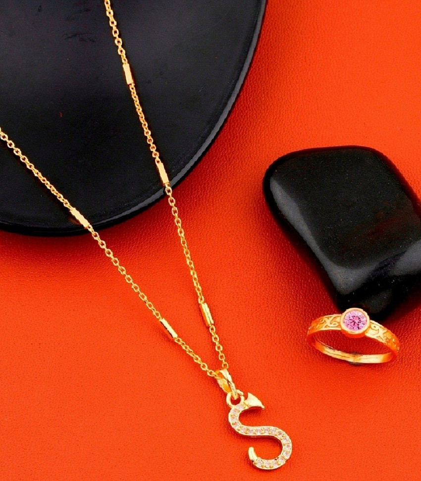 Jewel WORLD S name letter Diamond Pendant locket chain with pink
