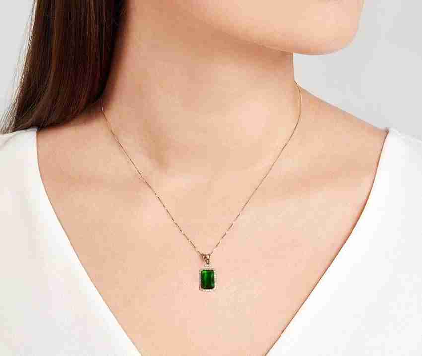 Green stone chain necklace on sale