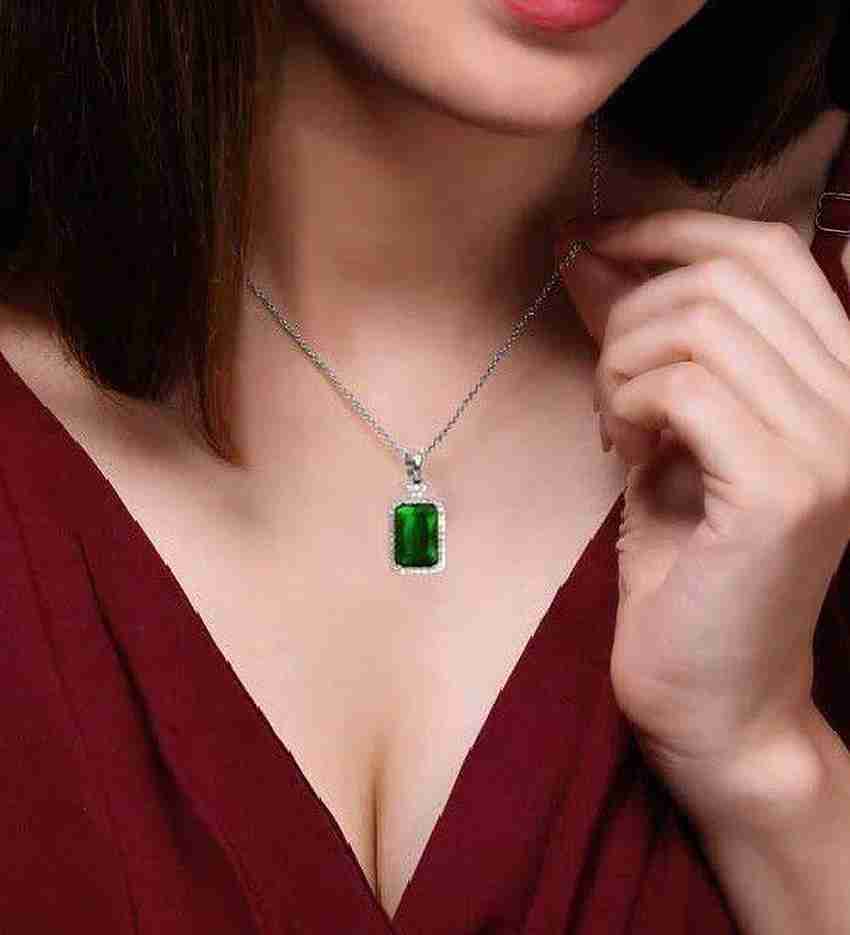 Green crystal stone necklace store