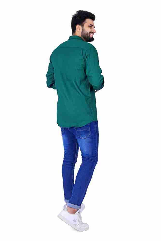 ZentWorld Men Solid Casual Green Shirt - Buy ZentWorld Men Solid 
