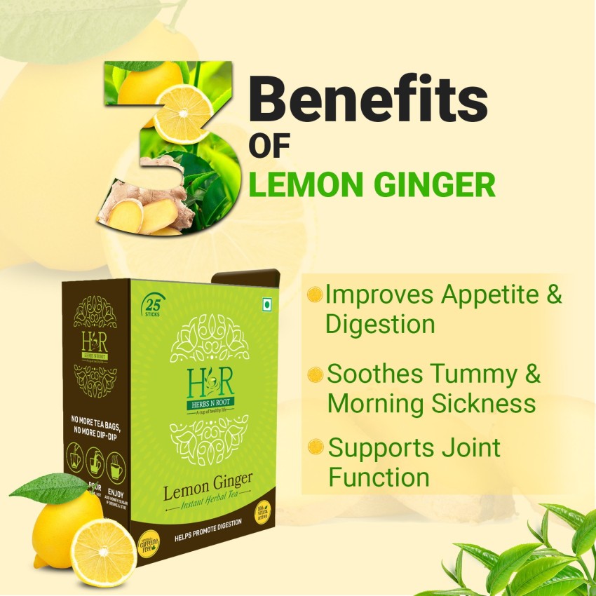 HERBS N ROOT Lemon Ginger Instant Herbal Tea 25 Sticks 50 Cups Lemon Ginger Herbal Tea Box Price in India Buy HERBS N ROOT Lemon Ginger Instant Herbal Tea