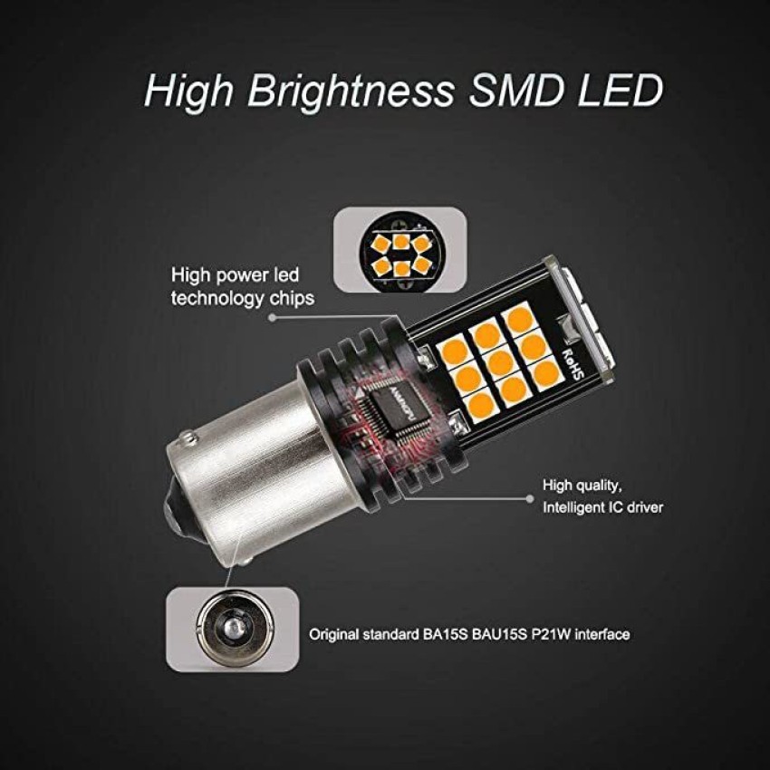 Automaze 21-SMD T20 Amber LED Bulbs For Turn Signal, Tail/Brake