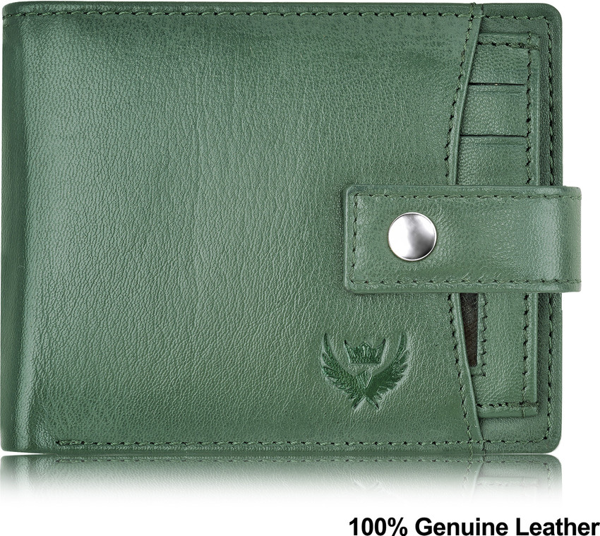 LORENZ Men Casual Green Genuine Leather Wallet